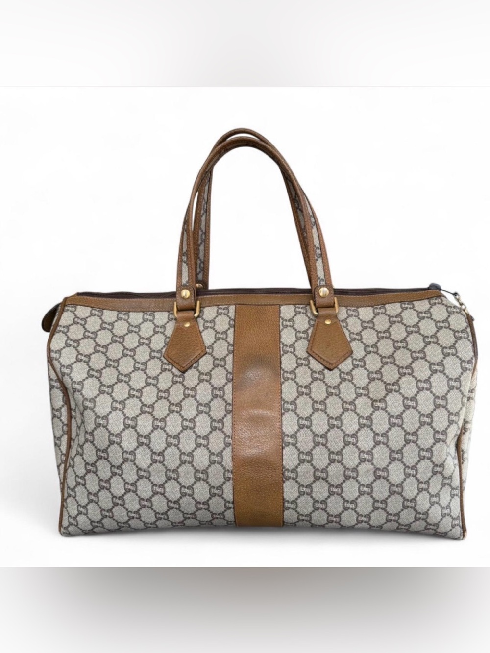 Gucci Plus Monogram Canvas Duffel Boston Bag with Leather Trim. Comes with COA - Picture 9 of 15
